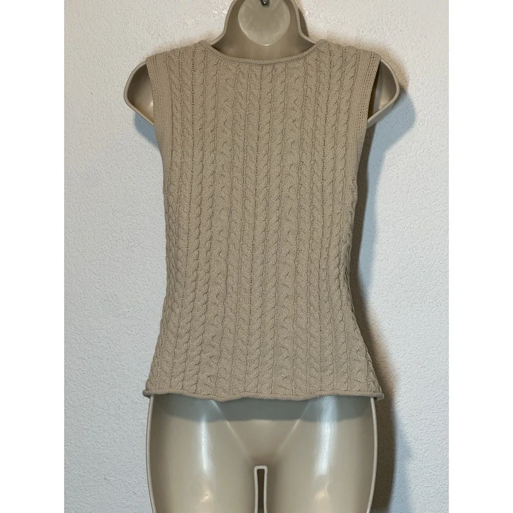 Industry Republic Clothing Large Beige Cable‎ Knit Button Vest Top Layer Preppy